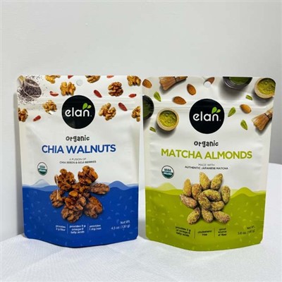 Kohandatud prinditud kvaliteetne -kvaliteetne pakend toiduainete säilitamiseks - püstised plastkotid pähklite ja kuivatatud puuviljade pakendamiseks.